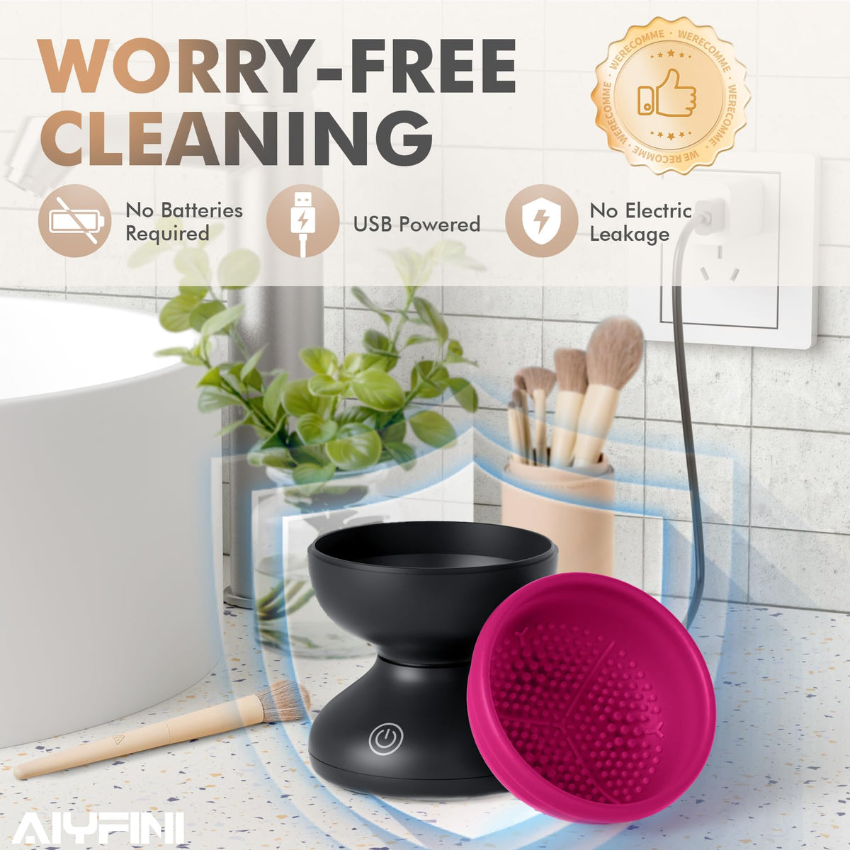 Alyfini Electric Makeup Brush Cleaner Machine close-up