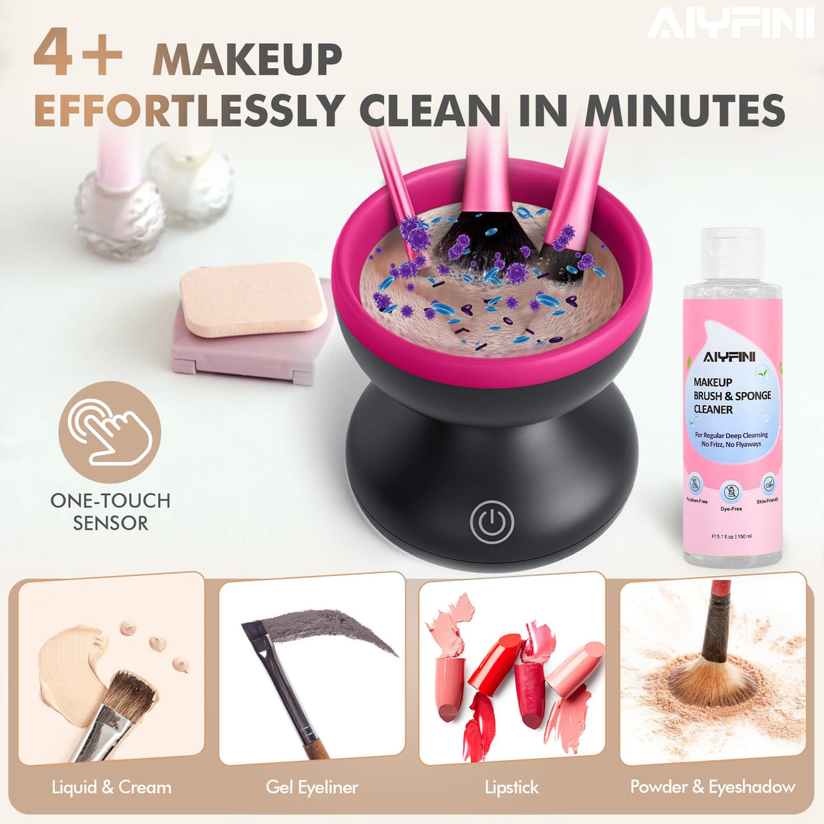 Alyfini Electric Makeup Brush Cleaner Machine in use