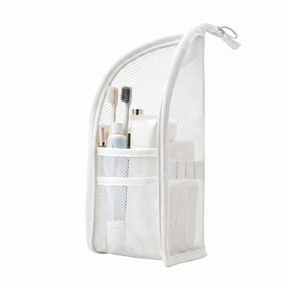 ALZHIUM Standing Toiletry Bag front view in white