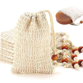 AMAHOMESA 8 Pack Natural Sisal Soap Saver Bags front view