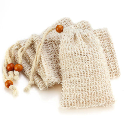 AMAHOMESA Natural Sisal Soap Saver Bag Pouch front view