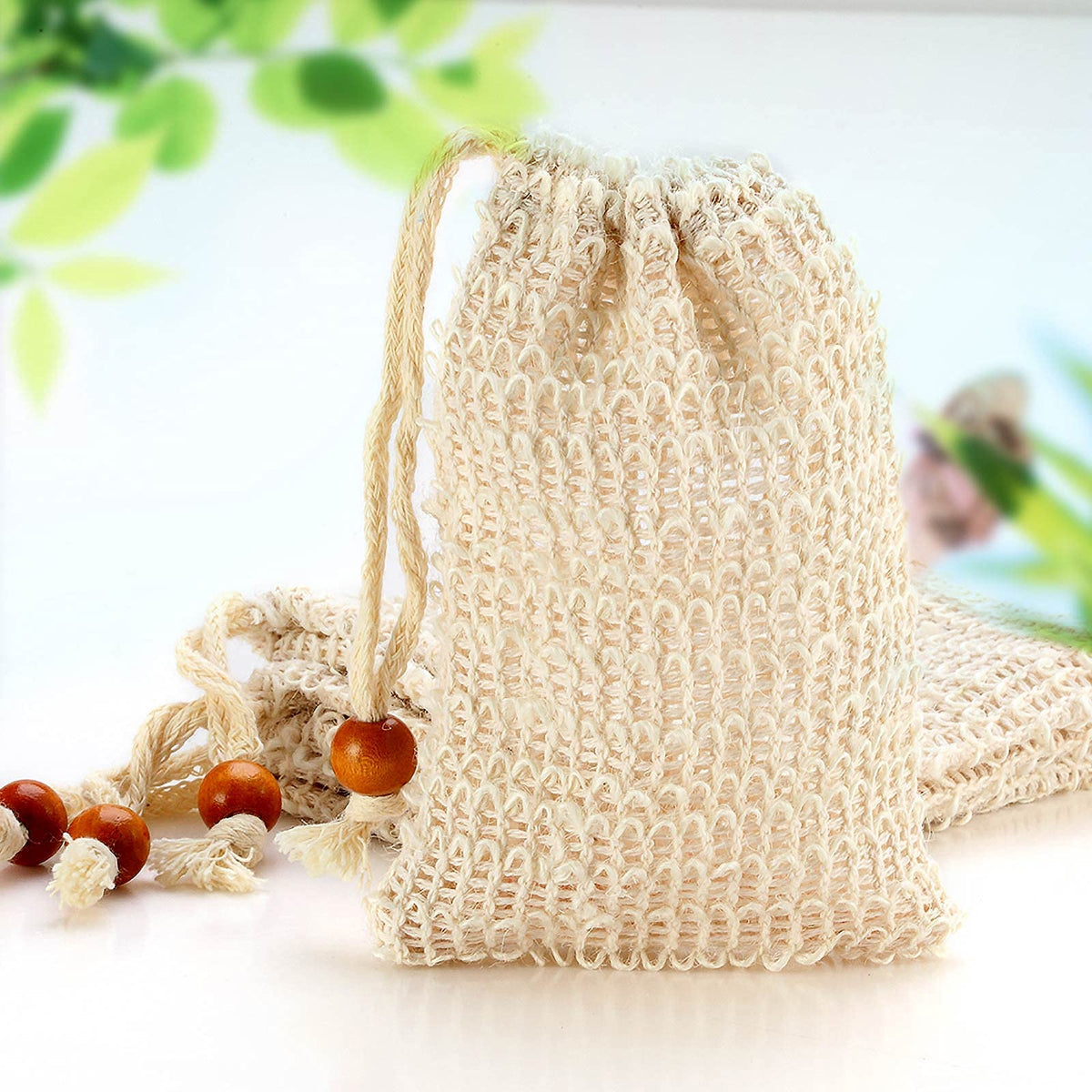 AMAHOMESA Natural Sisal Soap Saver Bag with soap drying