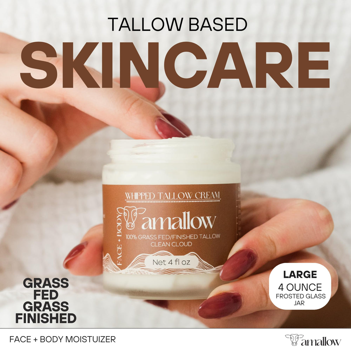 Amallow Beef Tallow Whipped Moisturiser 4 FL. oz. back view