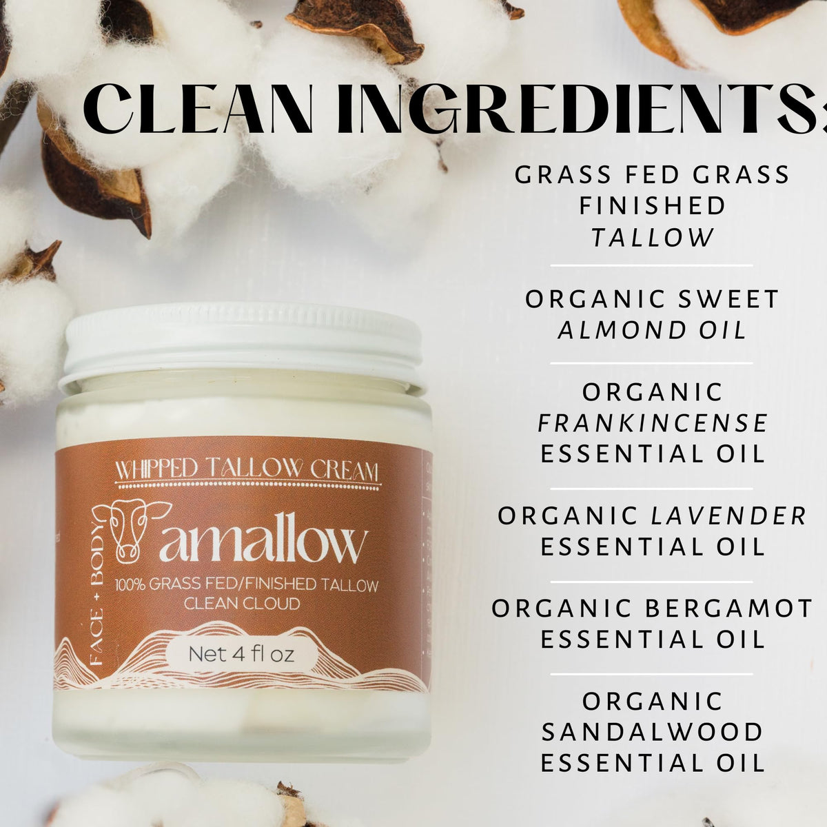 Amallow Beef Tallow Whipped Moisturiser 4 FL. oz. texture close-up