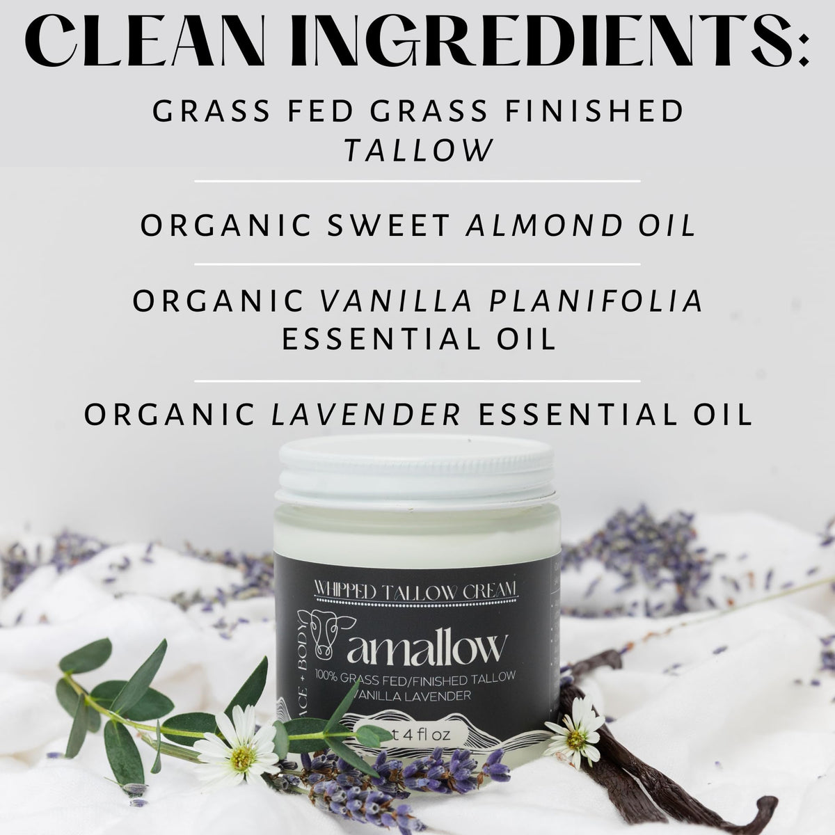 Amallow Beef Tallow Whipped Moisturiser ingredients list