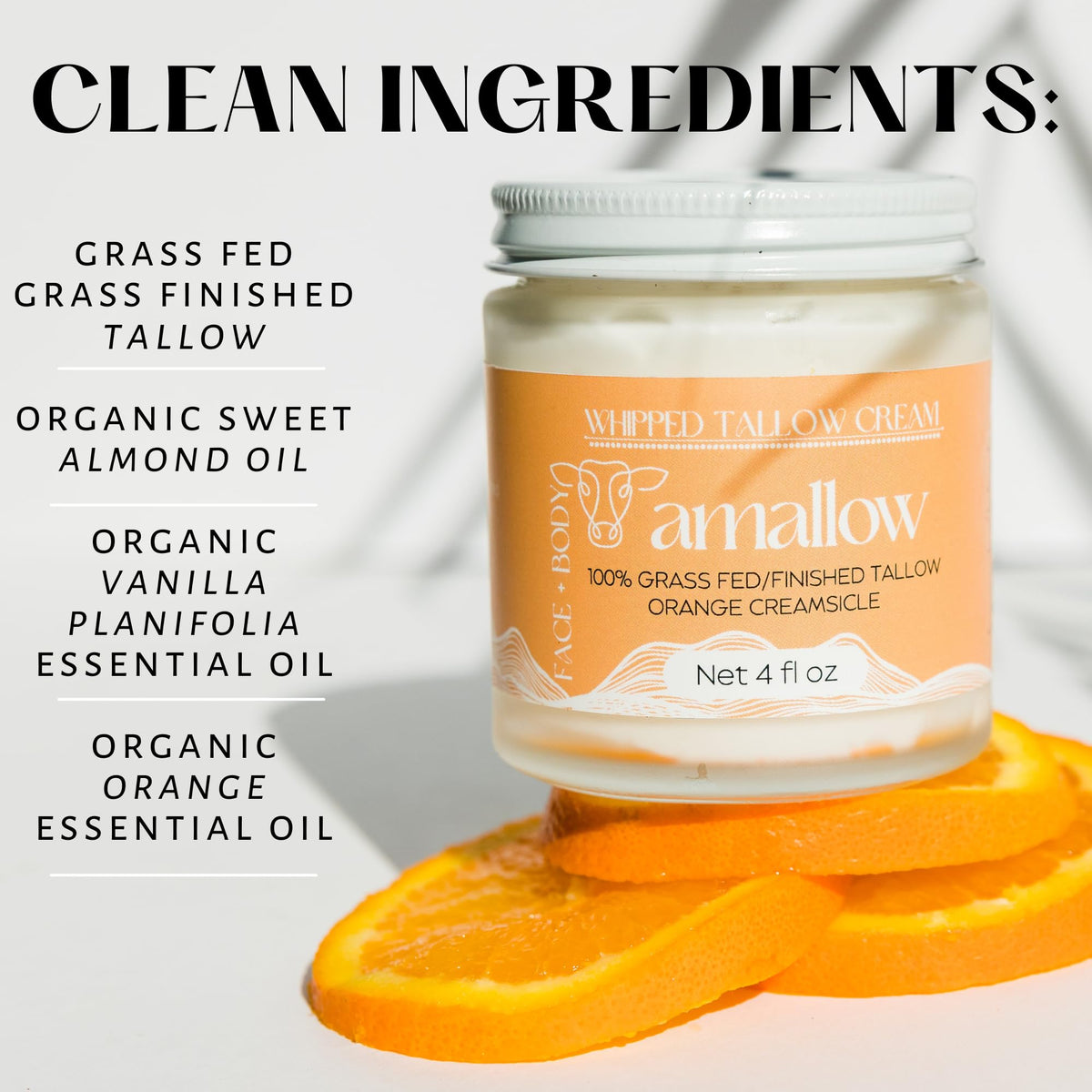 Amallow Beef Tallow Whipped Moisturiser packaging side view