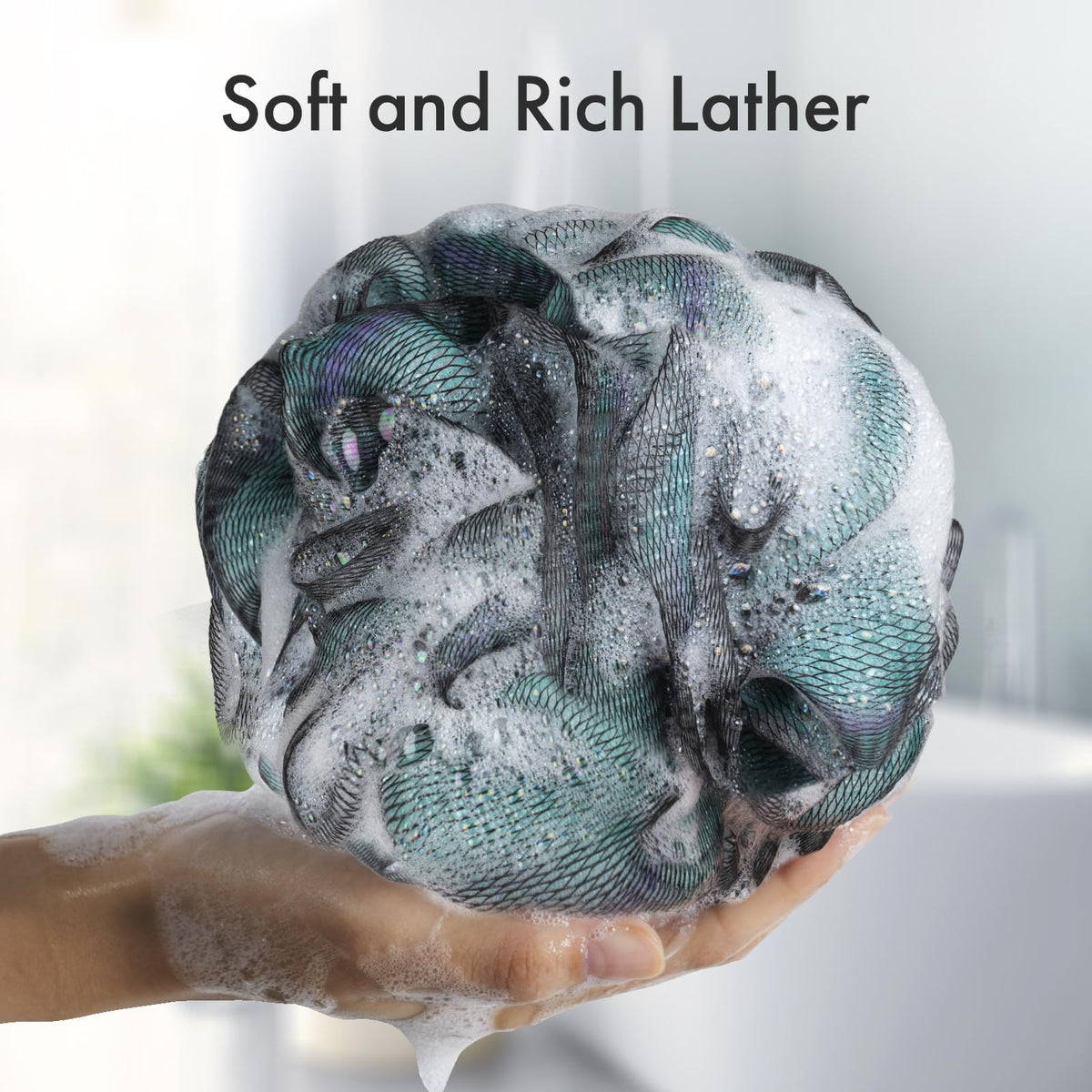 AmazerBath Charcoal Loofah Sponge hanging for storage
