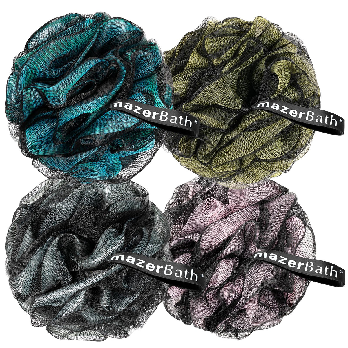 AmazerBath Charcoal Loofah Sponge in Charcoal Blue front view