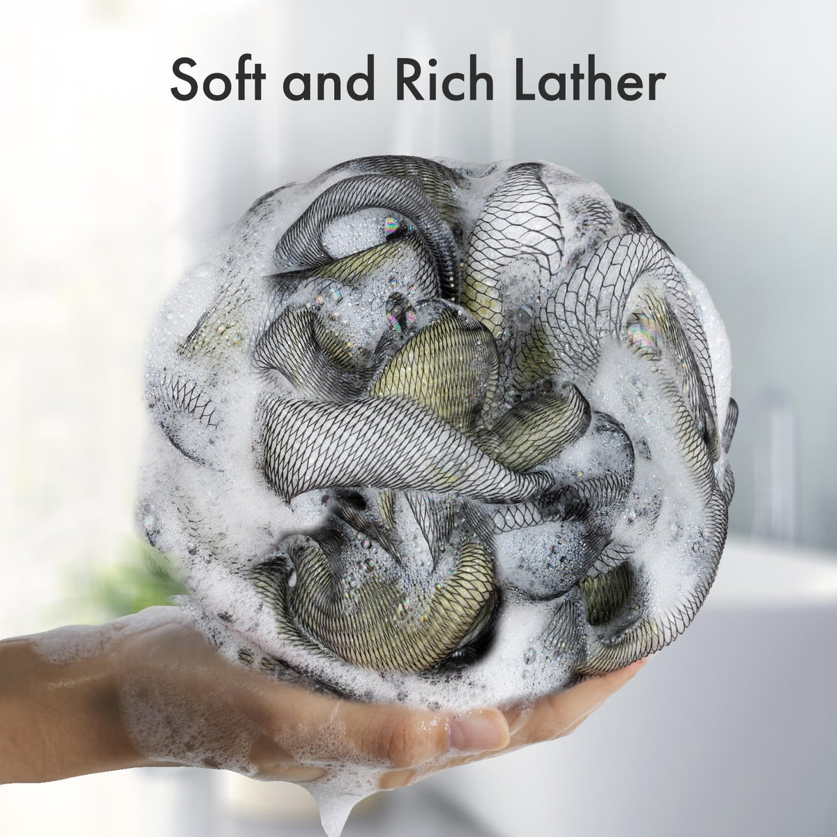 AmazerBath Charcoal Loofah Sponge in Pink front view