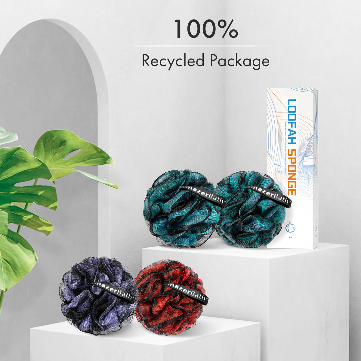 AmazerBath Charcoal Loofah Sponge in red colour