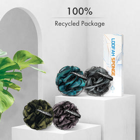 AmazerBath Charcoal Loofah Sponge set in a bathroom setting
