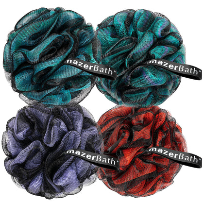 AmazerBath Charcoal Loofah Sponge Set of 4 in various colours