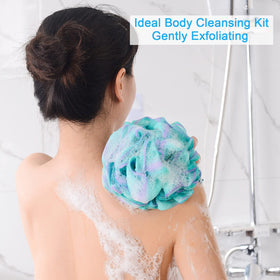 AmazerBath Loofah Sponge hanging with ribbon for easy storage