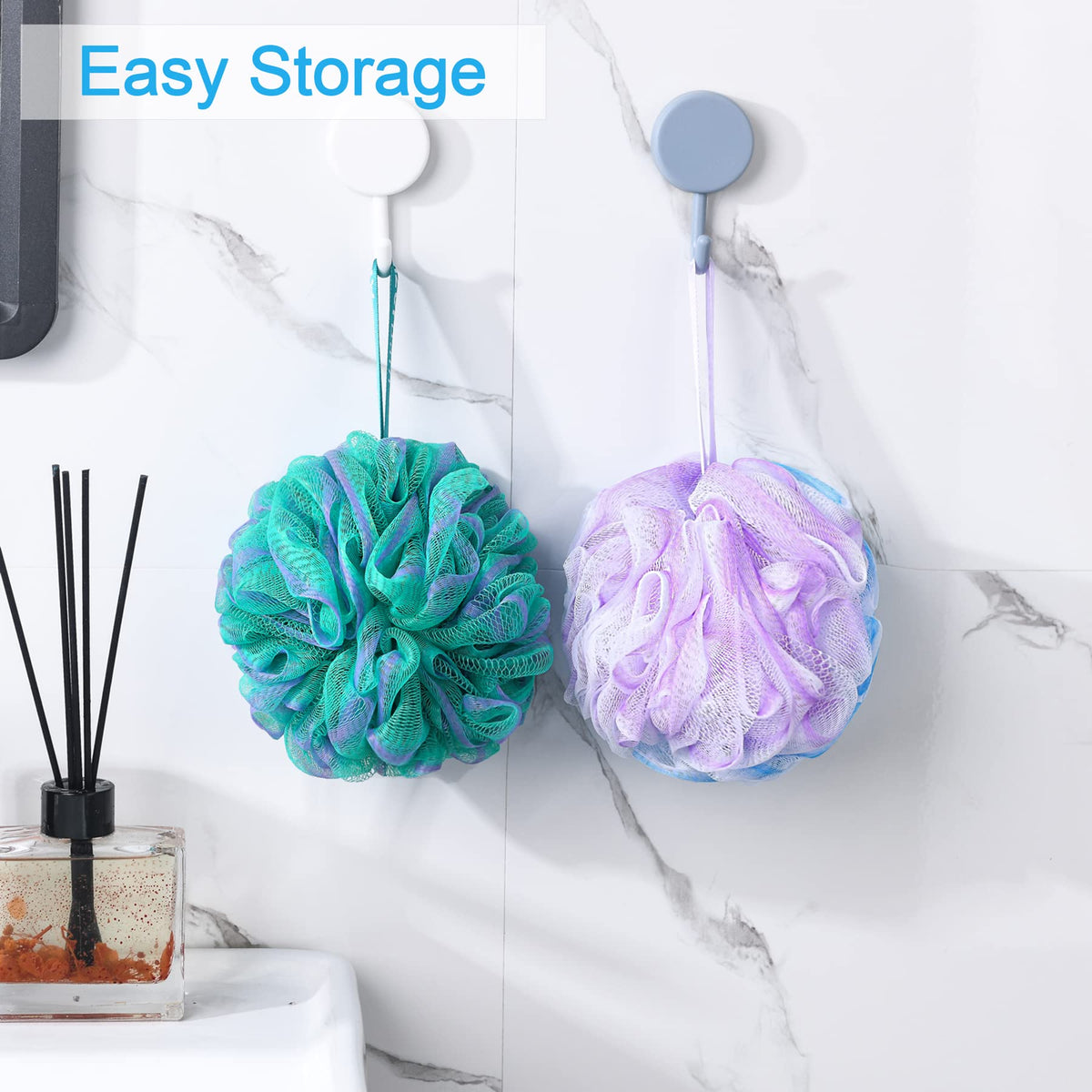 AmazerBath Loofah Sponge in use during a shower