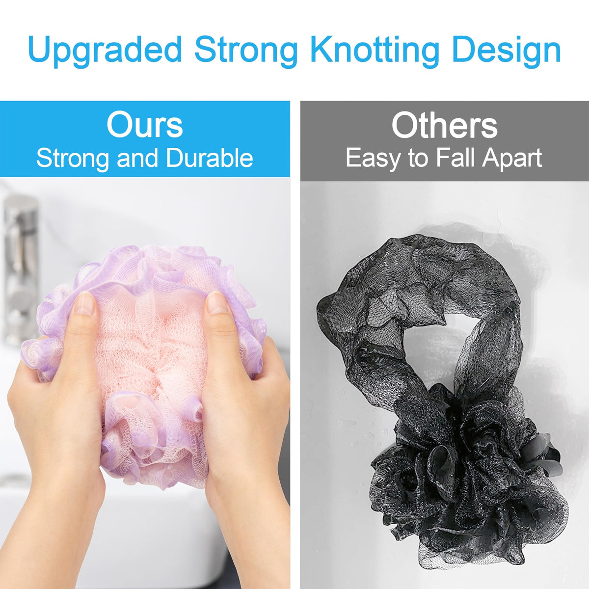 AmazerBath Loofah Sponge Set displayed in a bathroom setting