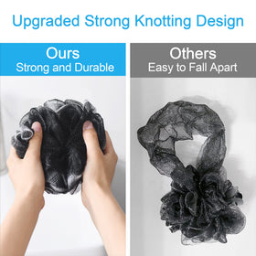 AmazerBath loofah sponge set displayed with body wash
