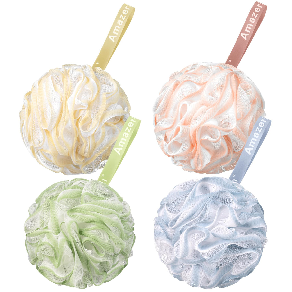 AmazerBath Loofah Sponge Set of 4 in Cotton Candy colours