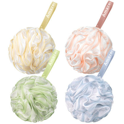 AmazerBath Loofah Sponge Set of 4 in Cotton Candy colours
