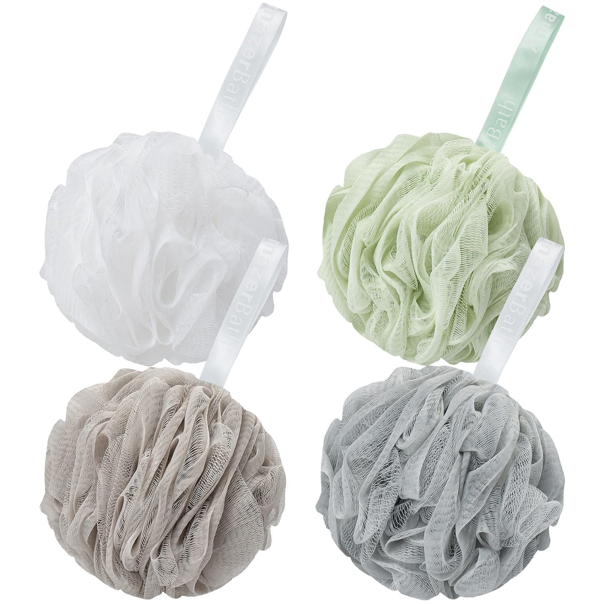 AmazerBath Loofah Sponge Set of 4 in neutral colours