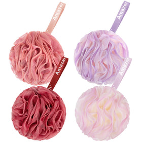 AmazerBath Loofah Sponge Set of 4 in SunsetBerry colours