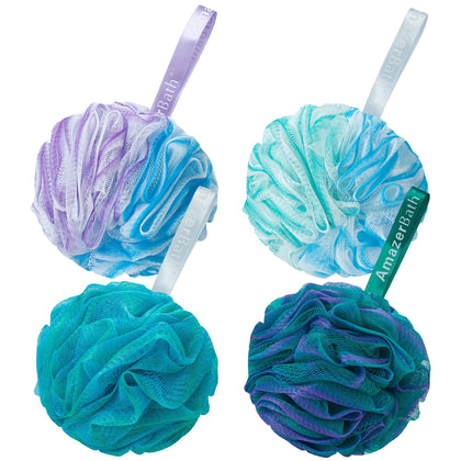 AmazerBath Loofah Sponge Set of 4 in vibrant colours