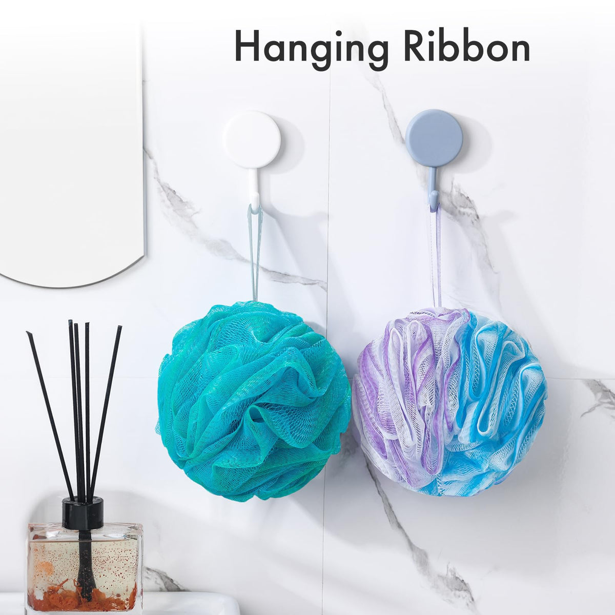 AmazerBath Loofah Sponge showing size comparison in hand