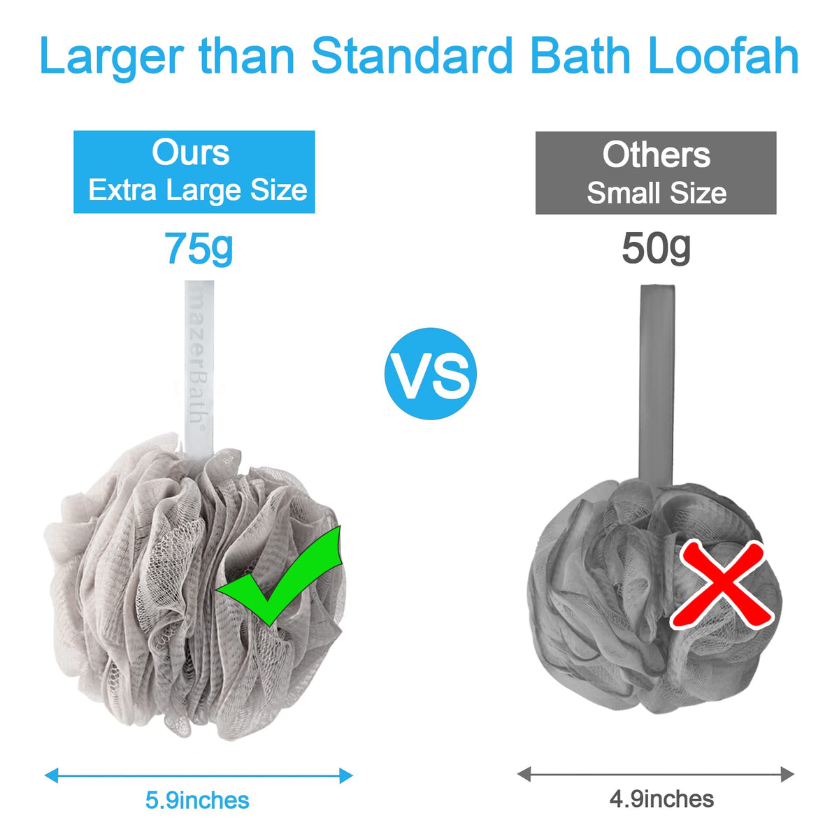 AmazerBath loofah sponge showing soft PE material