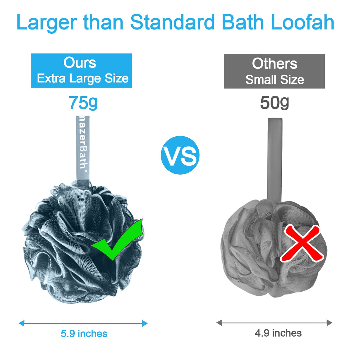 AmazerBath loofah sponges in multiple elegant colours