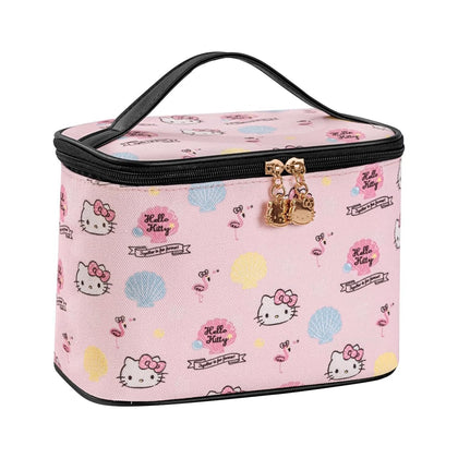 AmBealla large pink cosmetic bag front view with brush holder