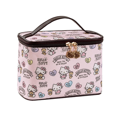 AmBealla Large Pink Makeup Bag front view with brush holder