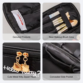AmBealla Large Waterproof Makeup Bag packed and ready for travel