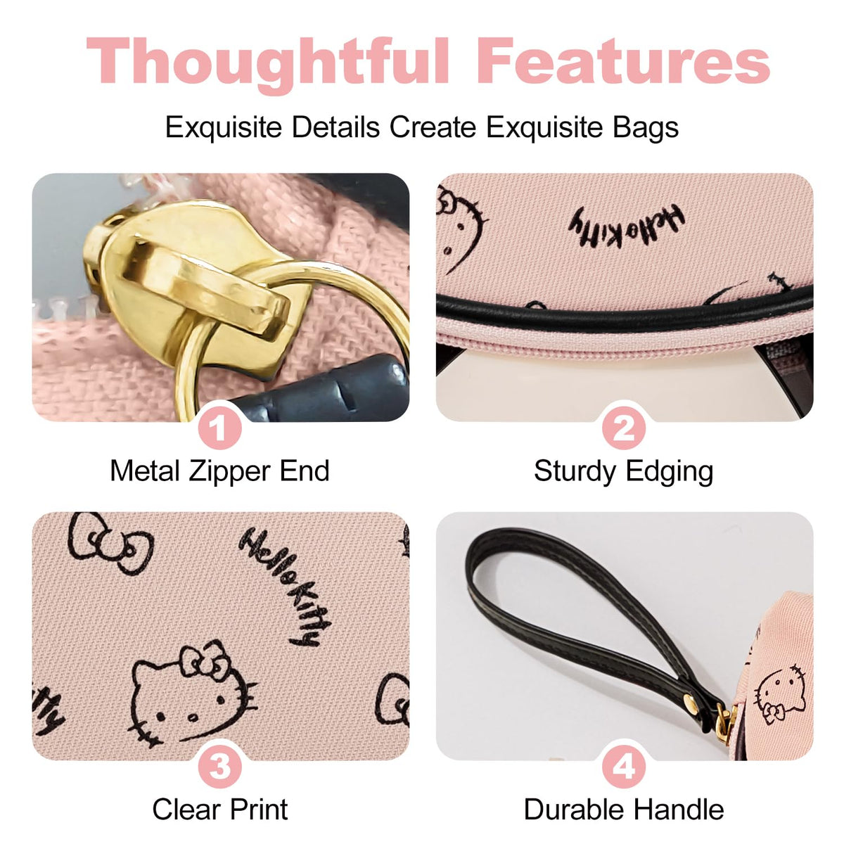 AmBealla Travel Makeup Bag back view highlighting high quality fabric