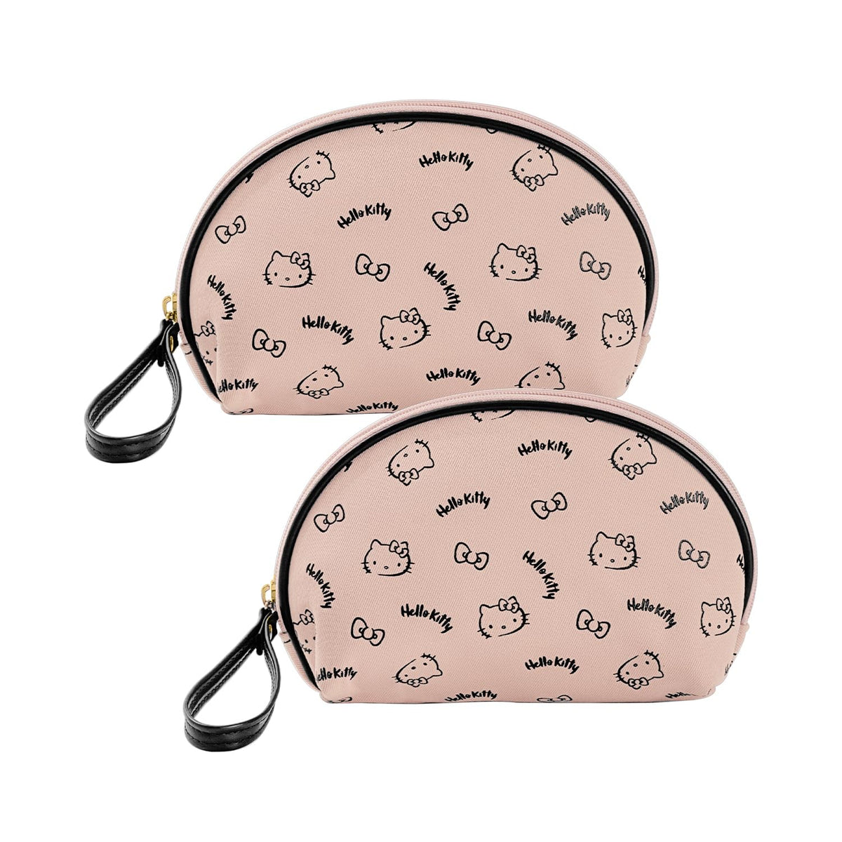 AmBealla Travel Makeup Bag front view in pink with playful design