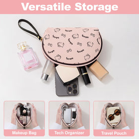AmBealla Travel Makeup Bag lifestyle scene with cosmetics inside