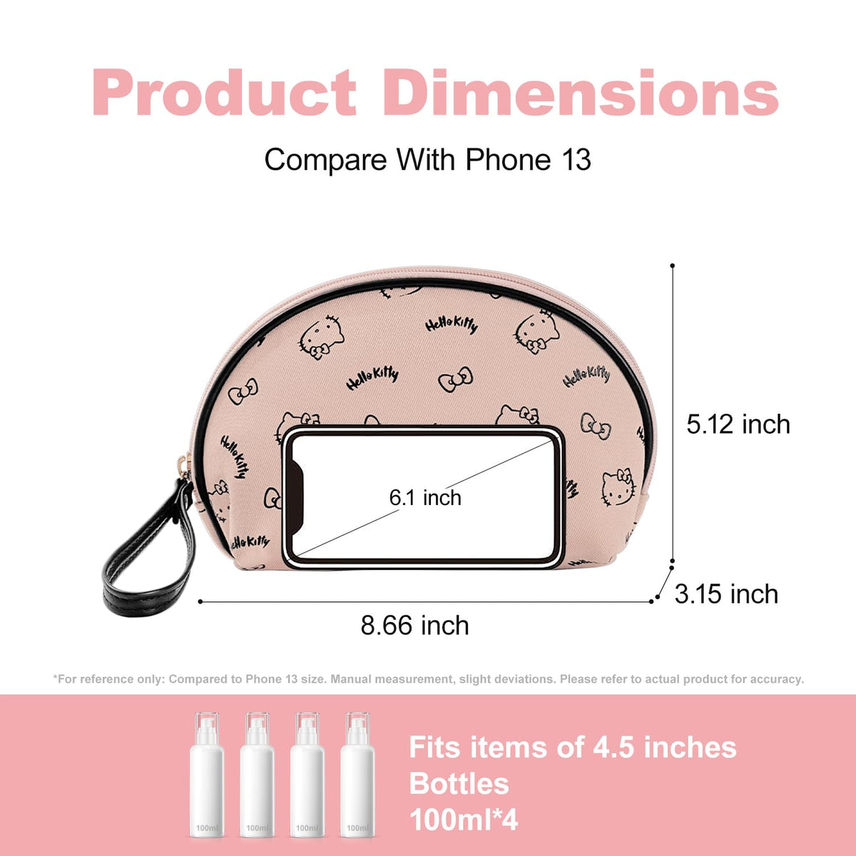 AmBealla Travel Makeup Bag side view showcasing separate brushes compartment