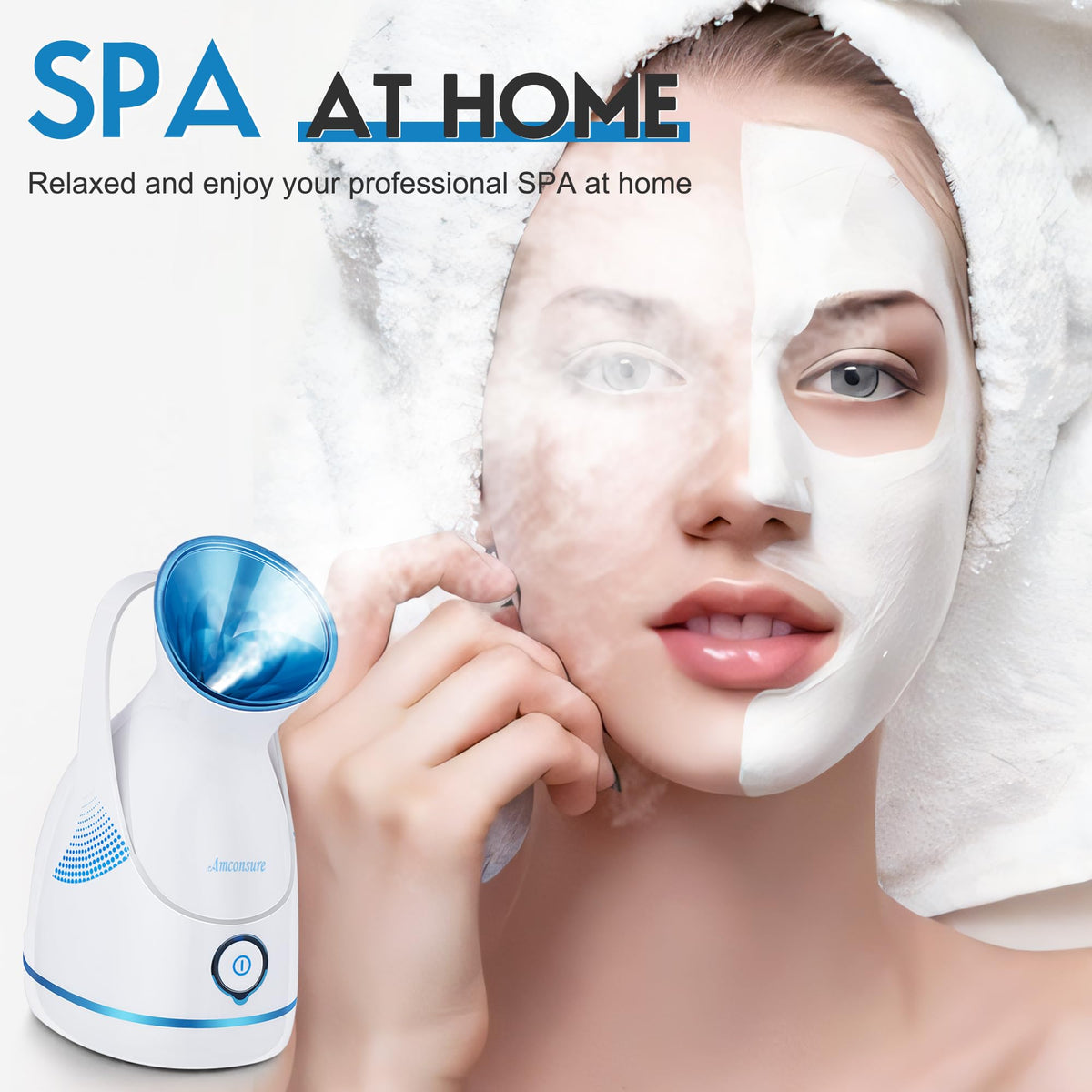 Amconsure Facial Steamer side view showing mist