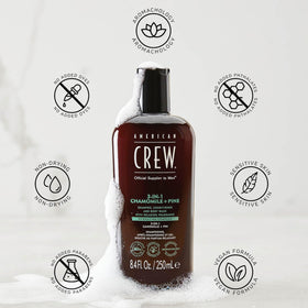 AMERICAN CREW 3-in-1 Shampoo & Body Wash Chamomile & Pine with towel