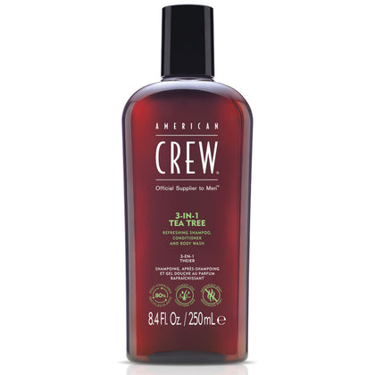 AMERICAN CREW 3-in-1 Tea Tree Shampoo, Conditioner & Body Wash front view