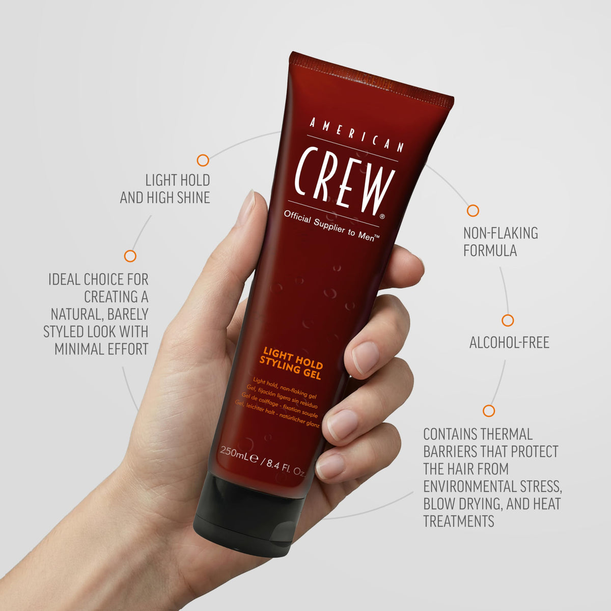 AMERICAN CREW Men's Hair Gel 8.4 Fl Oz side view