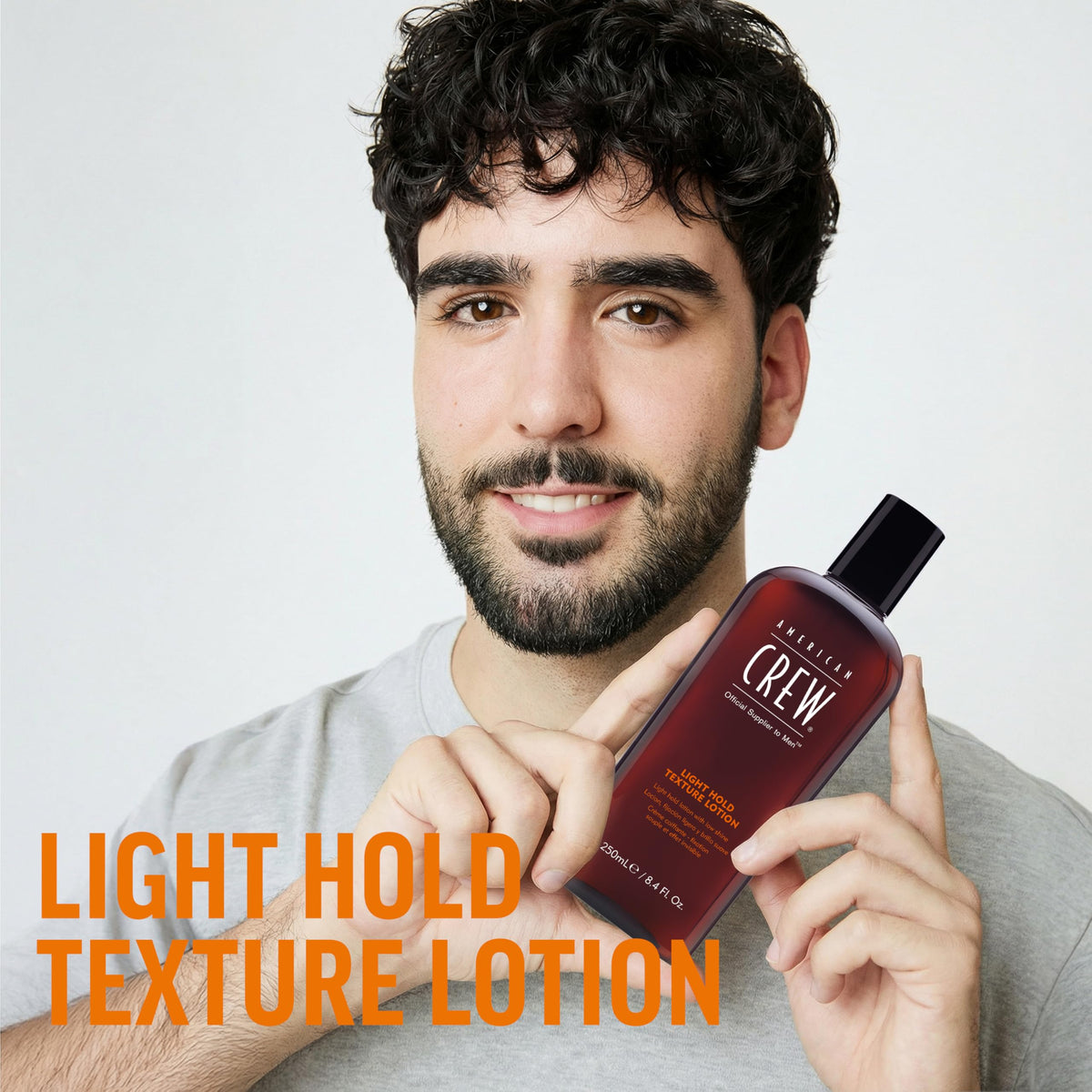 AMERICAN CREW Men's Light Hold Texture Lotion back view with ingredients