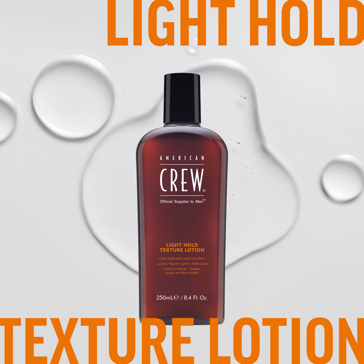 AMERICAN CREW Men's Light Hold Texture Lotion close-up of the bottle