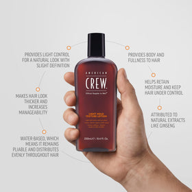 AMERICAN CREW Men's Light Hold Texture Lotion side view showing packaging