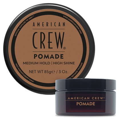 AMERICAN CREW Pomade 3 oz front view with packaging