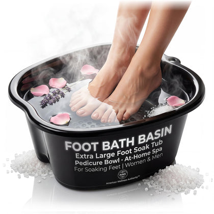 American Wellness Authority Extra Large Foot Soaking Tub in black, front view