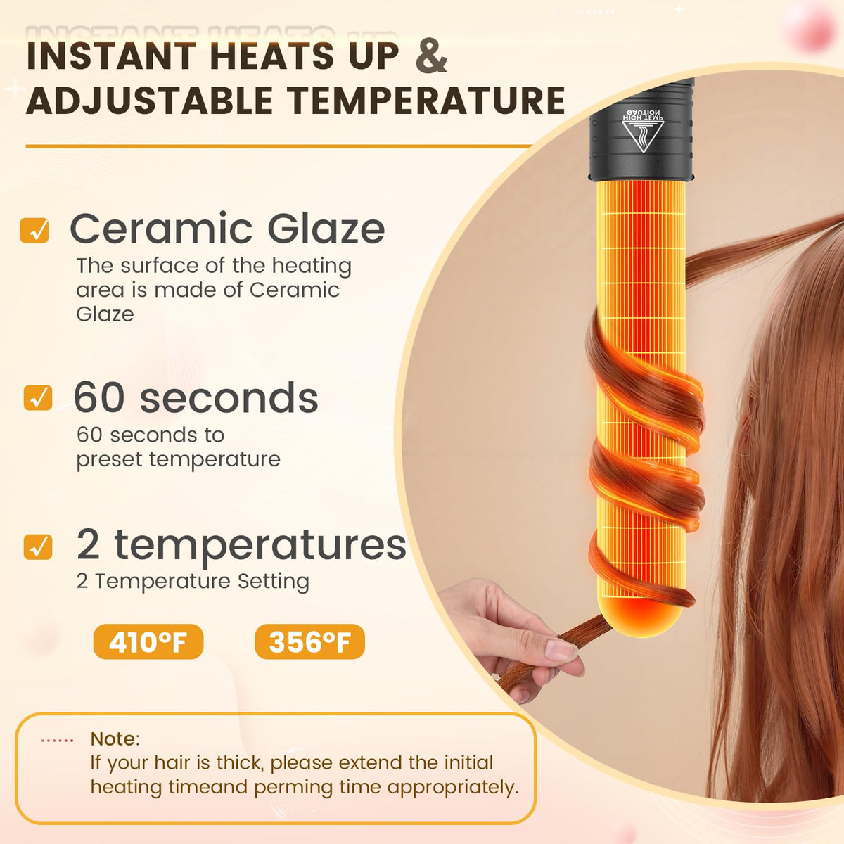 Amgcive curling wand with classic curl barrel attached