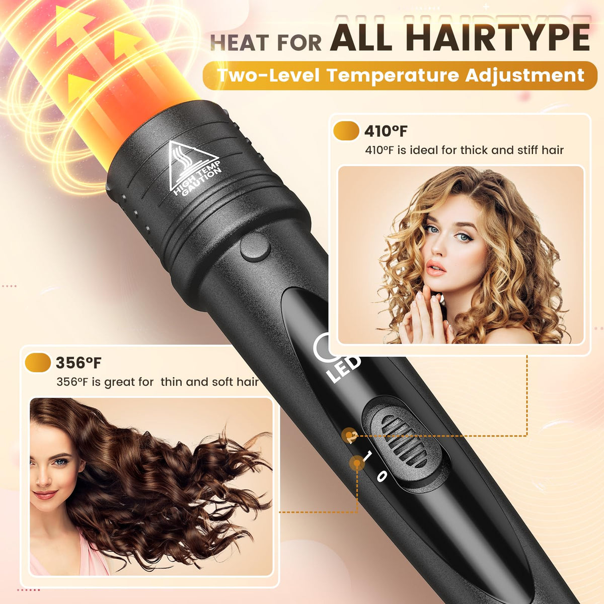 Amgcive curling wand with large wave barrel attached