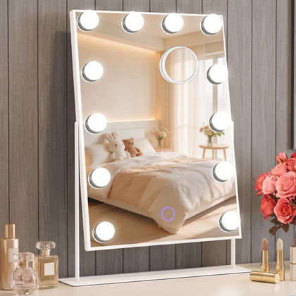 Amifiy Hollywood Vanity Mirror front view with 12 LED bulbs