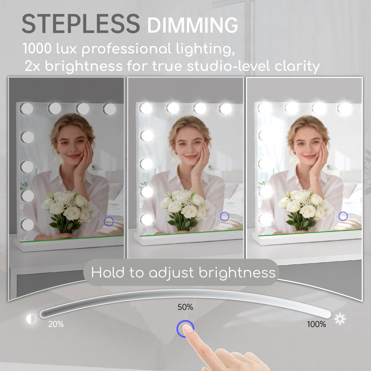 Amifiy Hollywood Vanity Mirror side view on a desk