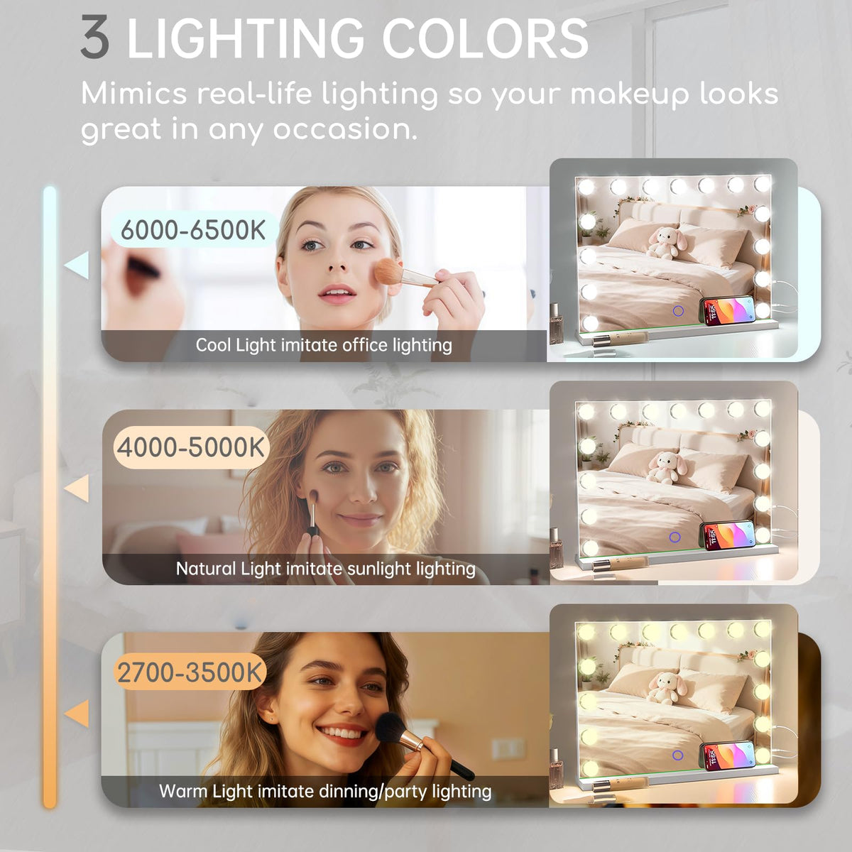 Amifiy Vanity Mirror showing 10x magnifying mirror attachment