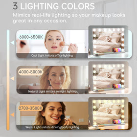 Amifiy Vanity Mirror showing 10x magnifying mirror attachment